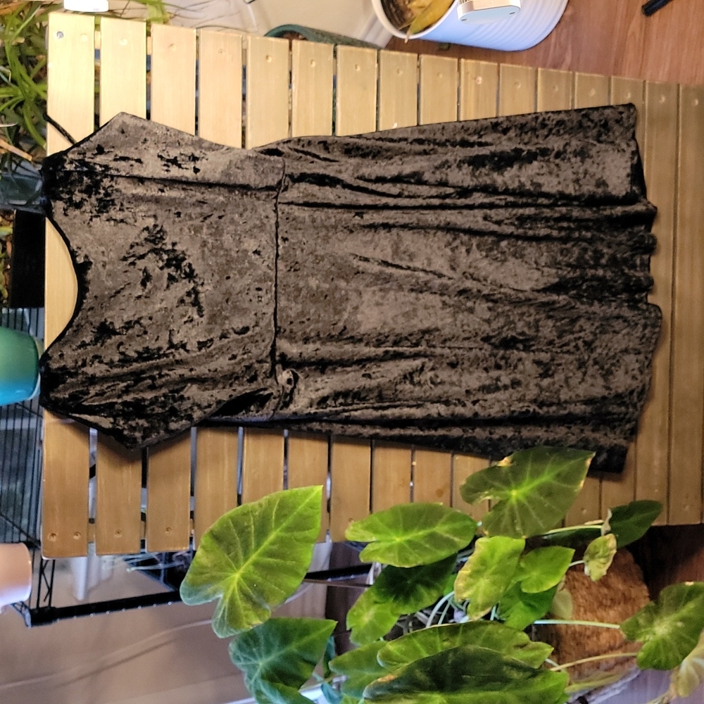 NWT Blue Leopard 2XL Black Velvet Tie Strap Dress